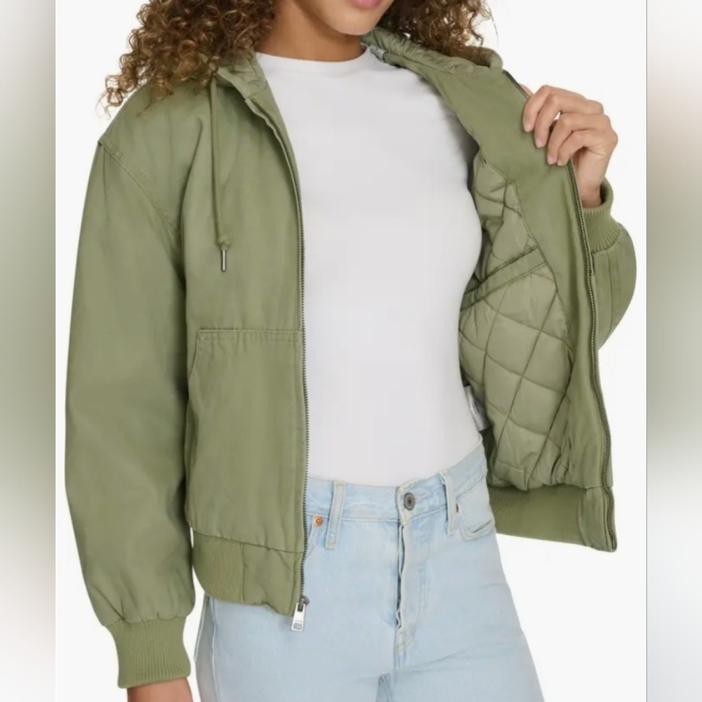 NWT Levi's Canvas Zip Green Jacket Size M Utility Streetwear Athleisure Casual - Picture 3 of 13
